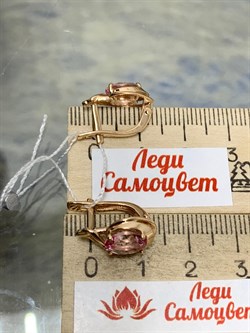 *Серьги Розовый Топаз цв Красное арт. 2310269-454 вес 3,78 г - фото 185608