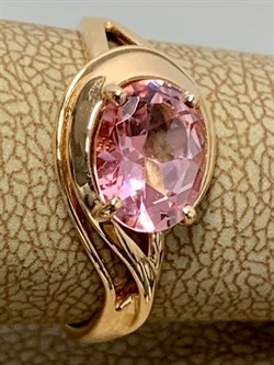 *Кольцо р.17 Розовый Топаз цв Красное арт. 1310269-449 вес 2,2 г - фото 185610