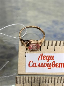 *Кольцо р.17 Розовый Топаз цв Красное арт. 1310269-449 вес 2,2 г - фото 185619