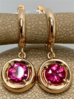 *Серьги Розовый Топаз цв Красное арт. 20310760-471 вес 4,9 г - фото 185629