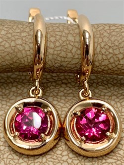 *Серьги Розовый Топаз цв Красное арт. 20310760-471 вес 4,9 г - фото 185631