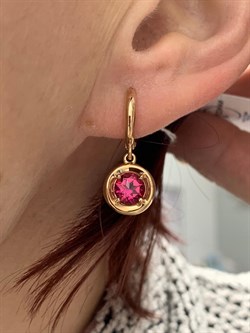 *Серьги Розовый Топаз цв Красное арт. 20310760-471 вес 4,9 г - фото 185632