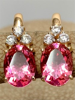 *Серьги Розовый Топаз цв Красное арт. 20331434-700 вес 2,55 г - фото 185684 *Серьги Розовый Топаз цв Красное арт. 20331434-700 вес 2,55 г - фото 185684