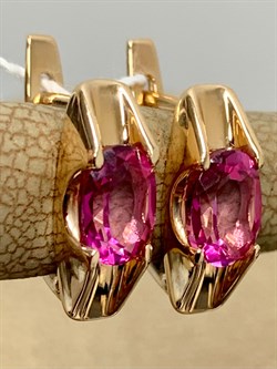 *Серьги Розовый Топаз цв Красное арт. 2310411-710 вес 3,39 г - фото 185729 *Серьги Розовый Топаз цв Красное арт. 2310411-710 вес 3,39 г - фото 185729
