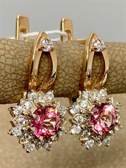 *Серьги Розовый Топаз цв Красное арт. 20330683-604 вес 5,86 г - фото 185772 *Серьги Розовый Топаз цв Красное арт. 20330683-604 вес 5,86 г - фото 185772