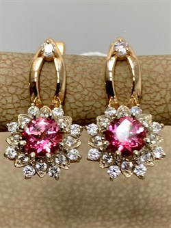 *Серьги Розовый Топаз цв Красное арт. 20330683-604 вес 5,86 г - фото 185774 *Серьги Розовый Топаз цв Красное арт. 20330683-604 вес 5,86 г - фото 185774