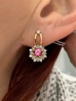 *Серьги Розовый Топаз цв Красное арт. 20330683-604 вес 5,86 г - фото 185775 *Серьги Розовый Топаз цв Красное арт. 20330683-604 вес 5,86 г - фото 185775