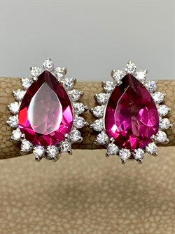 *Серьги Розовый Топаз цв Белое арт. 20340998-694 вес 3,82 г - фото 185908