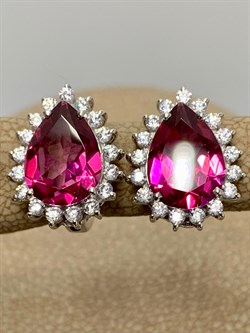 *Серьги Розовый Топаз цв Белое арт. 20340998-694 вес 3,82 г - фото 185909