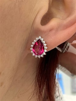 *Серьги Розовый Топаз цв Белое арт. 20340998-694 вес 3,82 г - фото 185910