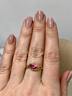 *Кольцо р.17,5 Розовый Топаз цв Лимонное арт. 10330269-731 вес 2,16 г - фото 186050