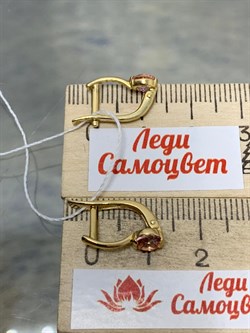 *Серьги Розовый Топаз цв Лимонное арт. 20330736-630 вес 2,23 г - фото 186082 *Серьги Розовый Топаз цв Лимонное арт. 20330736-630 вес 2,23 г - фото 186082