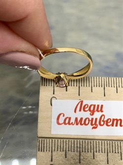 *Кольцо р.18 Розовый Топаз цв Лимонное арт. 10310097-730 вес 2,14 г - фото 186093