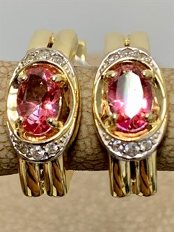 *Серьги Розовый Топаз цв Лимонное арт. 20330341-818 вес 3,51 г - фото 186120