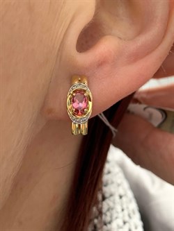 *Серьги Розовый Топаз цв Лимонное арт. 20330341-818 вес 3,51 г - фото 186123