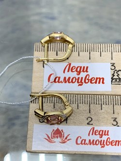 *Серьги Розовый Топаз цв Лимонное арт. 20330341-818 вес 3,51 г - фото 186125