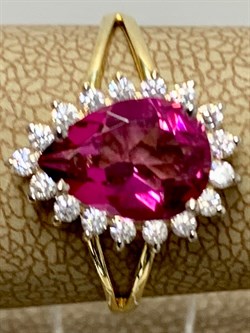 *Кольцо р.17,5 Розовый Топаз цв Лимонное арт. 10340998-650 вес 2,2 г - фото 186137