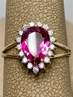 *Кольцо р.17,5 Розовый Топаз цв Лимонное арт. 10340998-650 вес 2,2 г - фото 186140