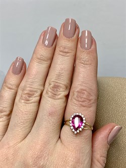 *Кольцо р.17,5 Розовый Топаз цв Лимонное арт. 10340998-650 вес 2,2 г - фото 186141