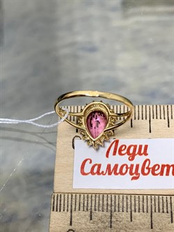 *Кольцо р.17,5 Розовый Топаз цв Лимонное арт. 10340998-650 вес 2,2 г - фото 186142