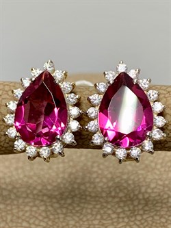 *Серьги Розовый Топаз цв Лимонное арт. 20340998-651 вес 3,9 г - фото 186147