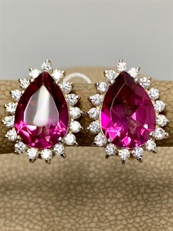 *Серьги Розовый Топаз цв Лимонное арт. 20340998-651 вес 3,9 г - фото 186148