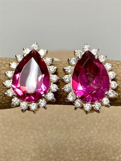 *Серьги Розовый Топаз цв Лимонное арт. 20340998-651 вес 3,9 г - фото 186149