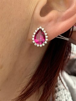 *Серьги Розовый Топаз цв Лимонное арт. 20340998-651 вес 3,9 г - фото 186150