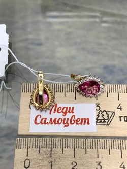 *Серьги Розовый Топаз цв Лимонное арт. 20340998-651 вес 3,9 г - фото 186152