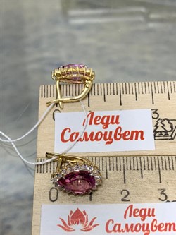 *Серьги Розовый Топаз цв Лимонное арт. 20340998-651 вес 3,9 г - фото 186153