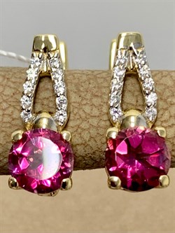 *Серьги Розовый Топаз цв Лимонное арт. 20931662-115 вес 3,18 г - фото 186196 *Серьги Розовый Топаз цв Лимонное арт. 20931662-115 вес 3,18 г - фото 186196