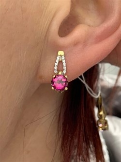 *Серьги Розовый Топаз цв Лимонное арт. 20931662-115 вес 3,18 г - фото 186197 *Серьги Розовый Топаз цв Лимонное арт. 20931662-115 вес 3,18 г - фото 186197