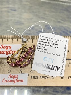 *Серьги Розовый Топаз цв Лимонное арт. 20360309-374 вес 5,14 г - фото 186262 *Серьги Розовый Топаз цв Лимонное арт. 20360309-374 вес 5,14 г - фото 186262