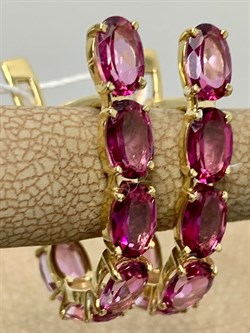 *Серьги Розовый Топаз цв Лимонное арт. 20391354-779 вес 4,72 г - фото 186266