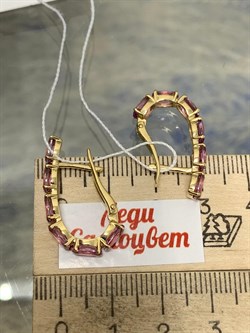 *Серьги Розовый Топаз цв Лимонное арт. 20391354-779 вес 4,72 г - фото 186270