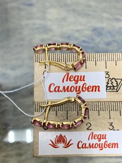 *Серьги Розовый Топаз цв Лимонное арт. 20391354-779 вес 4,72 г - фото 186271