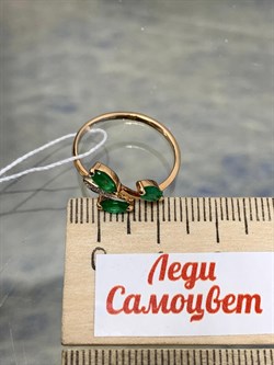 *Кольцо р.17 Изумруд цв Красное арт. 1830413-107 вес 1,85 г - фото 186449