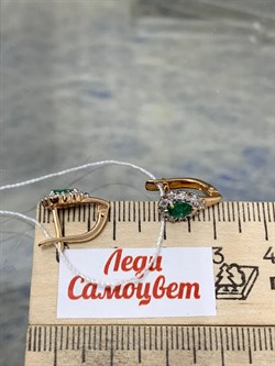 *Серьги Изумруд цв Красное арт. 2833703-072 вес 2,98 г - фото 186504
