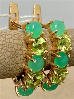 *Серьги Хризопраз Хризолит цв Красное арт. 2791529-227 вес 3,93 г - фото 186540