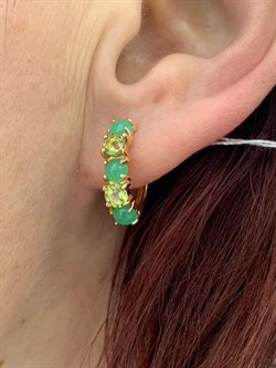 *Серьги Хризопраз Хризолит цв Красное арт. 2791529-227 вес 3,93 г - фото 186542