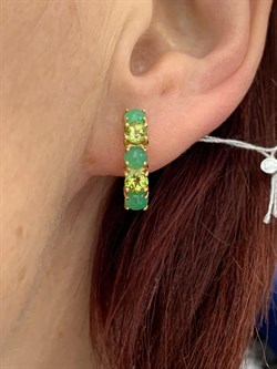 *Серьги Хризопраз Хризолит цв Красное арт. 2791529-227 вес 3,93 г - фото 186543