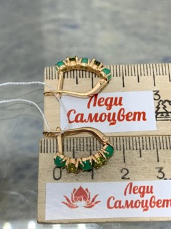 *Серьги Хризопраз Хризолит цв Красное арт. 2791529-227 вес 3,93 г - фото 186545