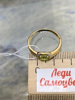 *Кольцо р.18,5 Хризолит цв Лимонное арт. 10510341-090 вес 2,41 г - фото 186836