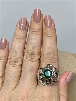 *Кольцо р.18 Зеленый Агат Фианит Микс арт. AS-R00457-X-W-Gg-X-W-294 вес 6,15 г - фото 186913 *Кольцо р.18 Зеленый Агат Фианит Микс арт. AS-R00457-X-W-Gg-X-W-294 вес 6,15 г - фото 186913