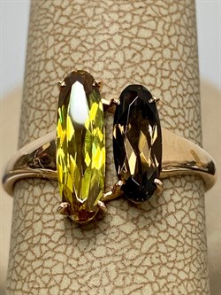 *Кольцо р.17 Султанит иск Дымчатый Кварц цв Красное арт. 1363514-419 вес 2,59 г - фото 187137