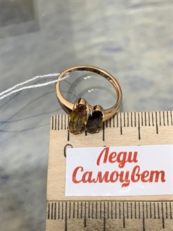 *Кольцо р.17 Султанит иск Дымчатый Кварц цв Красное арт. 1363514-419 вес 2,59 г - фото 187140