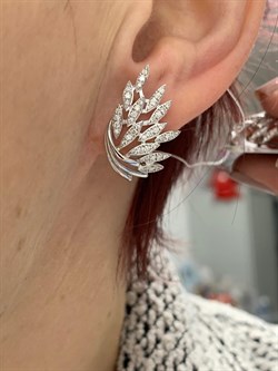 *Серьги Белый Бр цв Белое арт 2-208466-00-00-727 вес 4,8 г - фото 187519