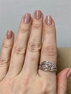 *Кольцо р.20 Белый Бр цв Белое арт. 1-107-495-239 вес 2,32 г - фото 187594