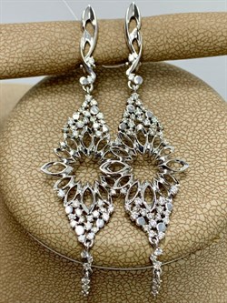 *Серьги Белый Бр цв Белое арт 2-107-457-415 вес 6,44 г - фото 187606