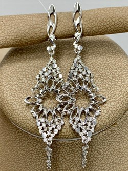 *Серьги Белый Бр цв Белое арт 2-107-457-415 вес 6,44 г - фото 187607